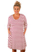 Sexy Burgundy White Stripes Relaxed Curvy Dress